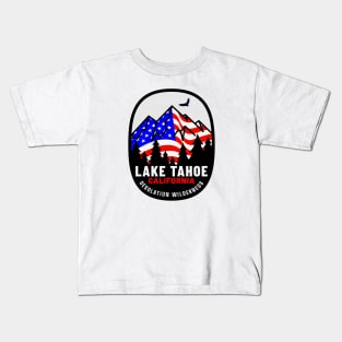 Lake Tahoe California Desolation Wilderness Skiing Mountains Ski Patriotic Kids T-Shirt